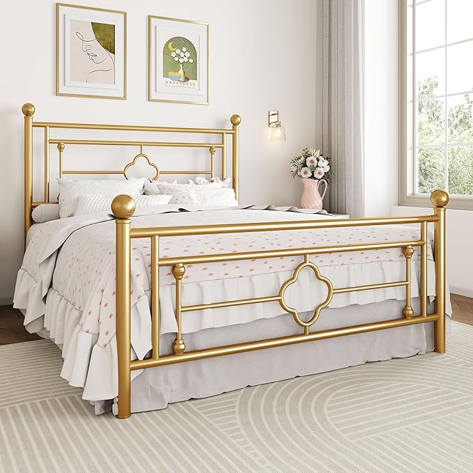 SHA CERLIN 14 Inches Full Size Metal Platform Bed Frame/Vintage Iron-Art - Image 3