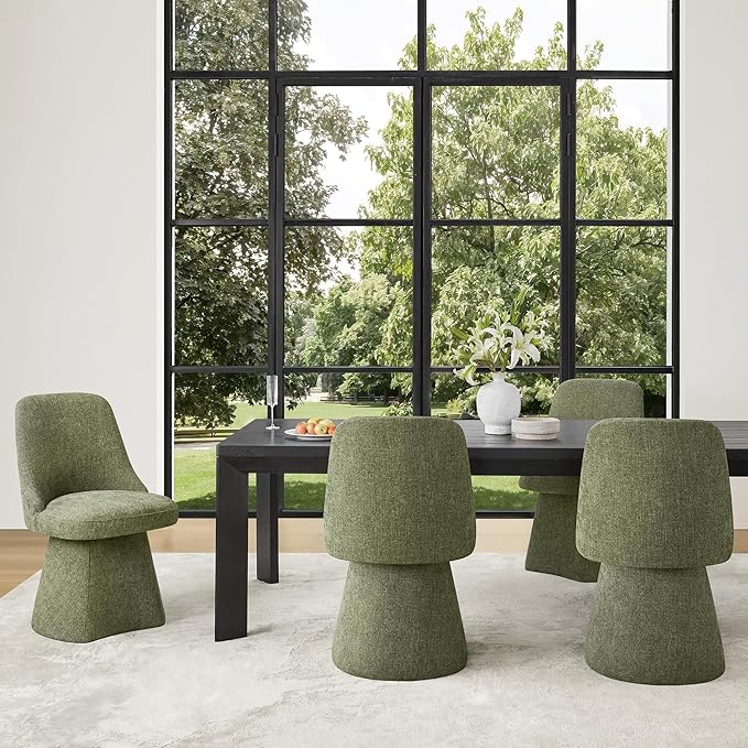 Swivel Dining Chair Mid Century Modern DeskChair High Back Upholstered Linen - Image 8