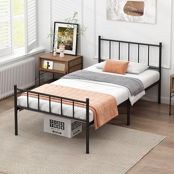 Twin Bed Frame-Classic Metal Platform Bed Frame, Mattress Foundation - Image 3