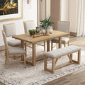 Merax Farmhouse Wood 6-Piece Dining Set, 59.6 inch Rectangular Table, 4 by Merax
