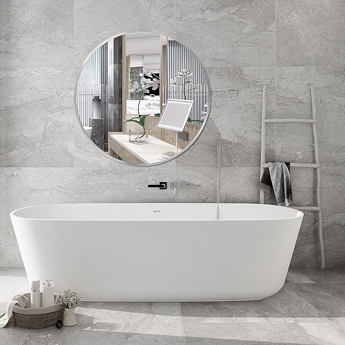FrameWorks 24" Deluxe Contemporary Silver Circular Aluminum Mirror - Image 5