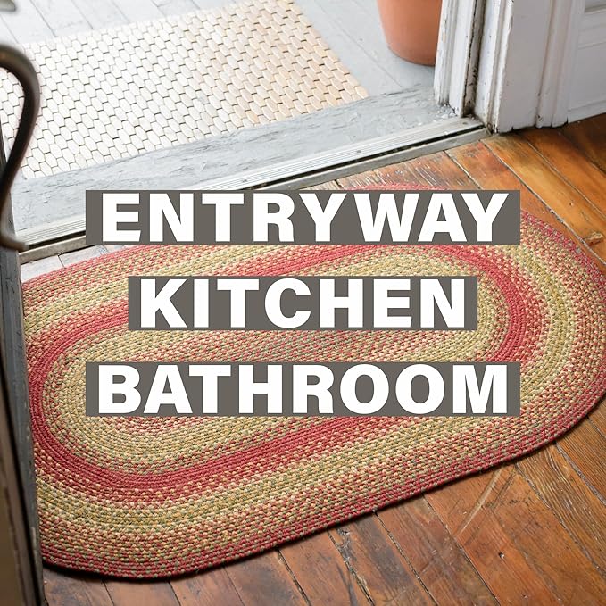Homespice Cider Barn Cranberry Red Rectangle Braided Rug, 2x3' - Image 8