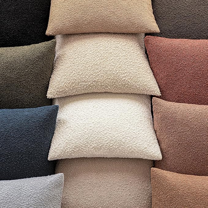 Foindtower Pack of 2 Textured Boucle Throw Pillow Covers Accent Solid Pillow - Image 7