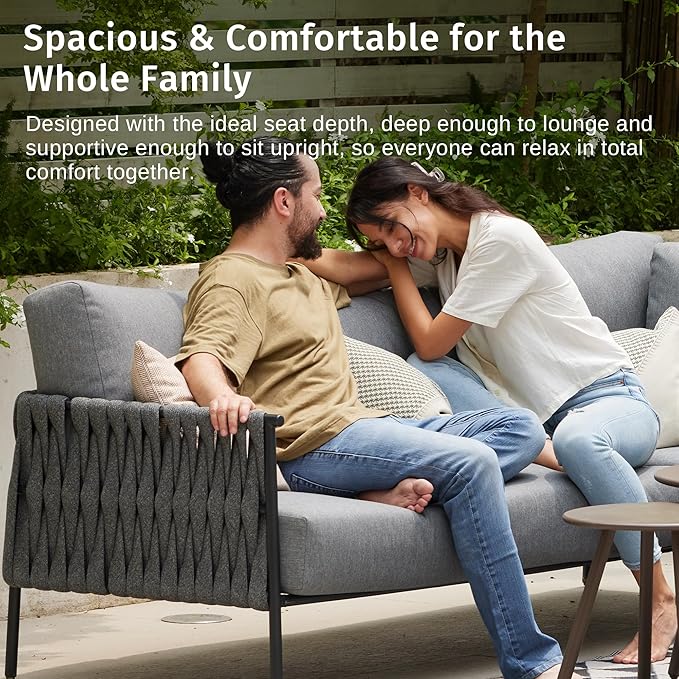 EAST OAK Life Chatter Outdoor Patio Furniture | Outdoor Sofa 3 Seats - Image 5