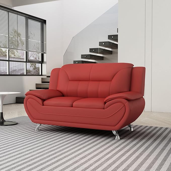Container Furniture Direct Michael Modern Faux Leather Upholstered Stainless - Image 13