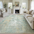 8x10 Washable Area Rug Teal Beige Modern Neutral Abstract Living Room Bedroom by WondRg