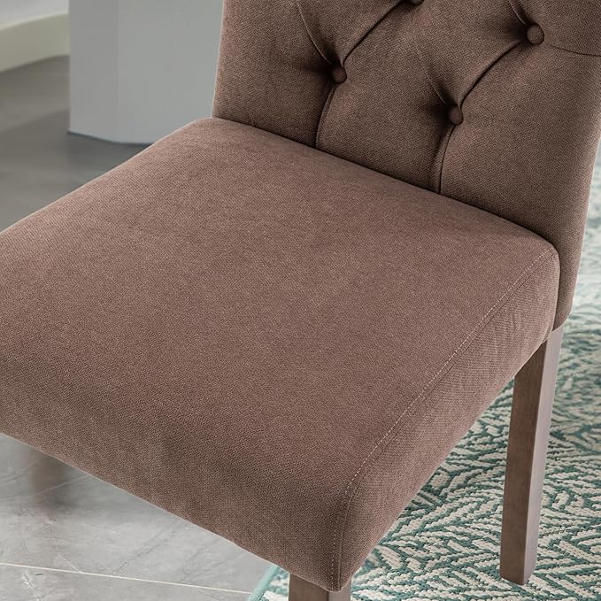 Tufted Upholstered Parsons Dining Chair Set Fabric Diner Accent Stylish Modern - Image 8