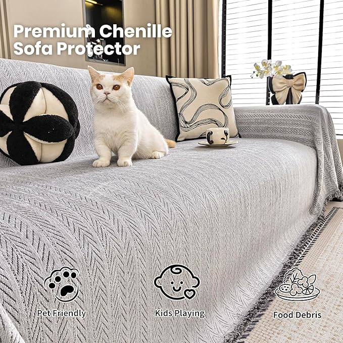 Nobildonna Sofa Chair Cover Waterproof Soft Thicken Chenille Cushion Couch Cover - Image 2