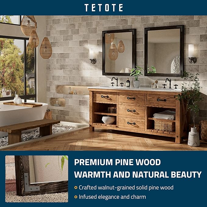 TETOTE 24 x 32 Black Wood Framed Mirror - Image 7