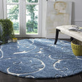 SAFAVIEH Florida Shag Collection 4' Round Light Blue/Cream SG455 Scrolling Vine by SAFAVIEH