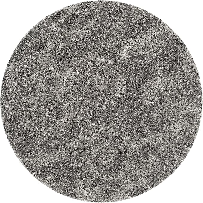 SAFAVIEH Florida Shag Collection 11' Round Grey SG455 Scrolling Vine Graceful - Image 2