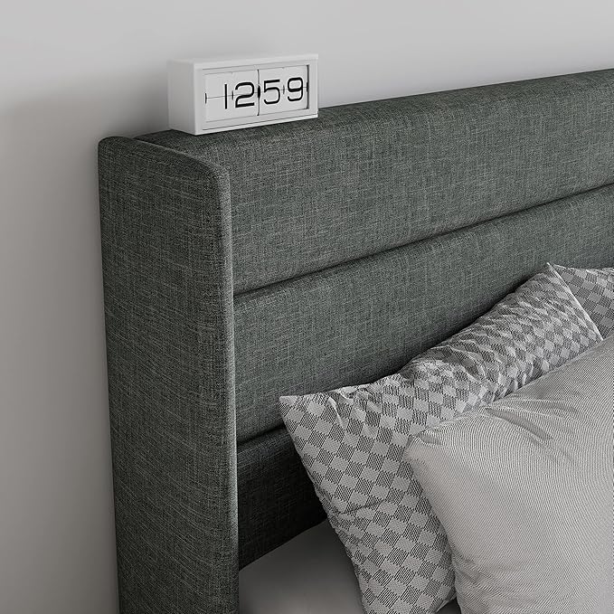 SHA CERLIN Queen Size Lift Up Storage Bed/Modern Wingback Headboard/Upholstered - Image 6