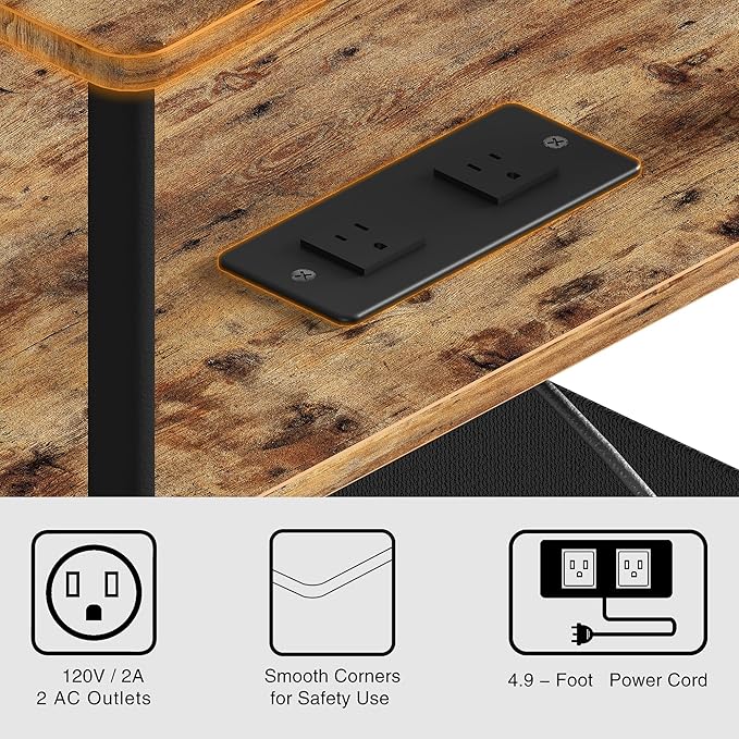 Small Side Table with Charging Station, End Table - Image 7
