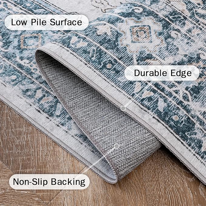 GENIMO 3x5 Area Rugs for Living Room, Machine Washable Rug, Non Slip Vintage - Image 6