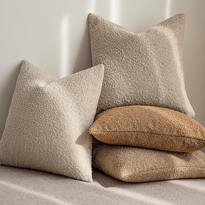 Foindtower Pack of 2 Textured Boucle Throw Pillow Covers Accent Solid Lumbar - Image 6