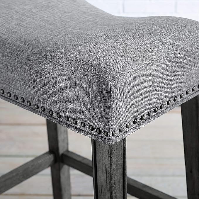 Roundhill Furniture Coco Upholstered Backless Saddle Seat Counter Stools 25.5" - Image 6