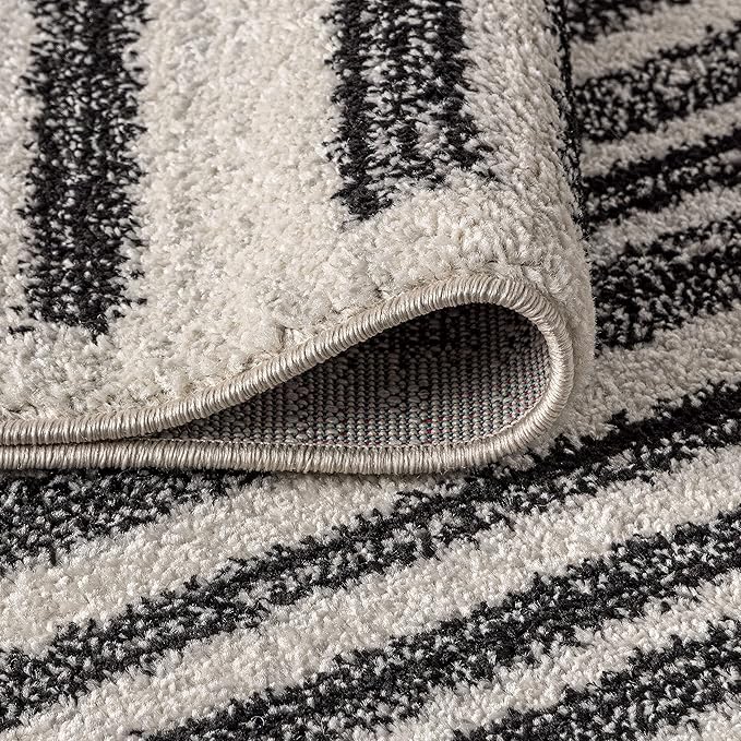 JONATHAN Y Khalil Modern Berber Stripe Cream/Black 9' Round Indoor Area Rug - Image 6