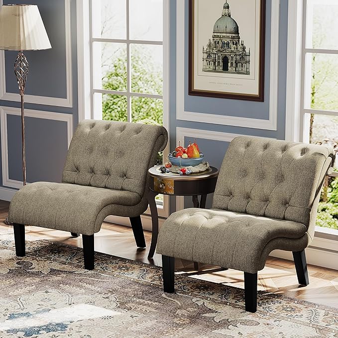 Yongqiang Accent Chair for Bedroom Living Room Modern Button Tufted Upholstered - Image 6