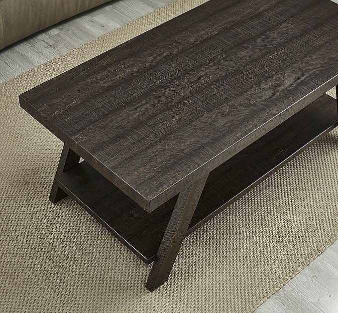Roundhill Furniture Athens Contemporary 3-Piece Wood Shelf Coffee Table Set - Image 6