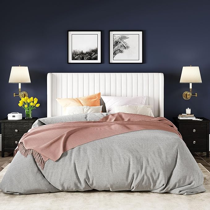 Allewie Full Size Velvet Bed Frame/Vertical Channel Tufted Wingback - Image 3