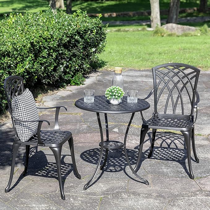 NUU GARDEN Patio Bistro Sets 3 Piece Cast Aluminum Bistro Table and Chairs Set - Image 2