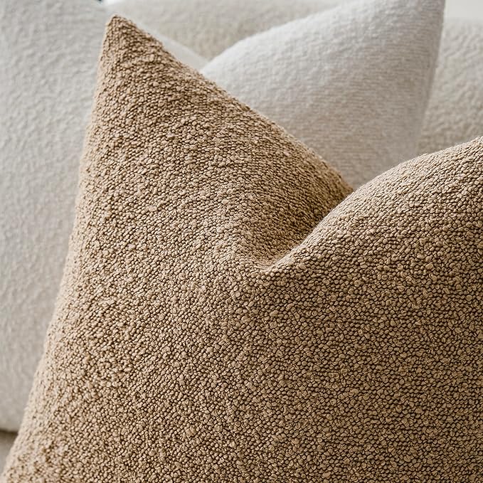 Foindtower Pack of 2 Textured Boucle Throw Pillow Covers Accent Solid Pillow - Image 4
