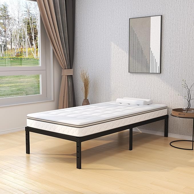 Twin Bed Frame No Box Spring Needed, 14 Inch Heavy Duty Metal Platform Bed - Image 5
